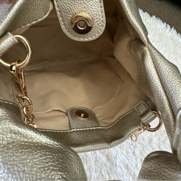 Jentry Kelley Knot Top Rose Gold Cosmetic Bag W/ Gold Chain Crossbody Strap NEW - Picture 6 of 11